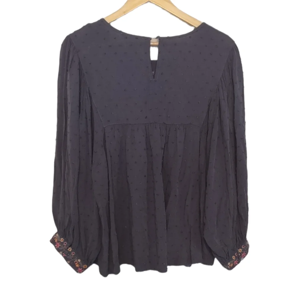Luna Moon Floral Embroidered Boho Top Size L - Picture 2 of 11